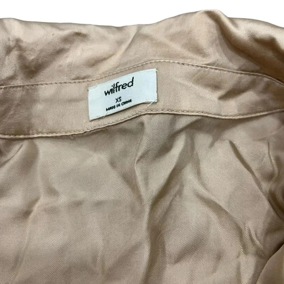 Wilfred Coffee Brown Peaufiner Cupro Front Tie Blouse XS - Picture 5 of 7